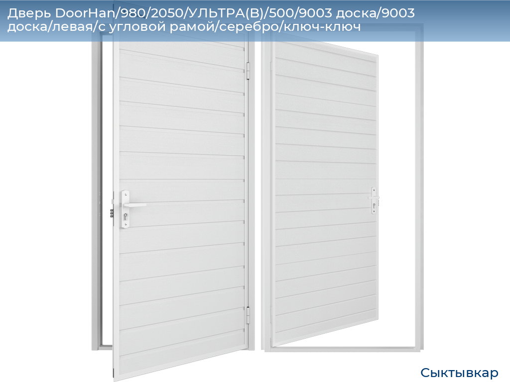 Дверь DoorHan/980/2050/УЛЬТРА(B)/500/9003 доска/9003 доска/левая/с угловой рамой/серебро/ключ-ключ, syktyvkar.doorhan.ru