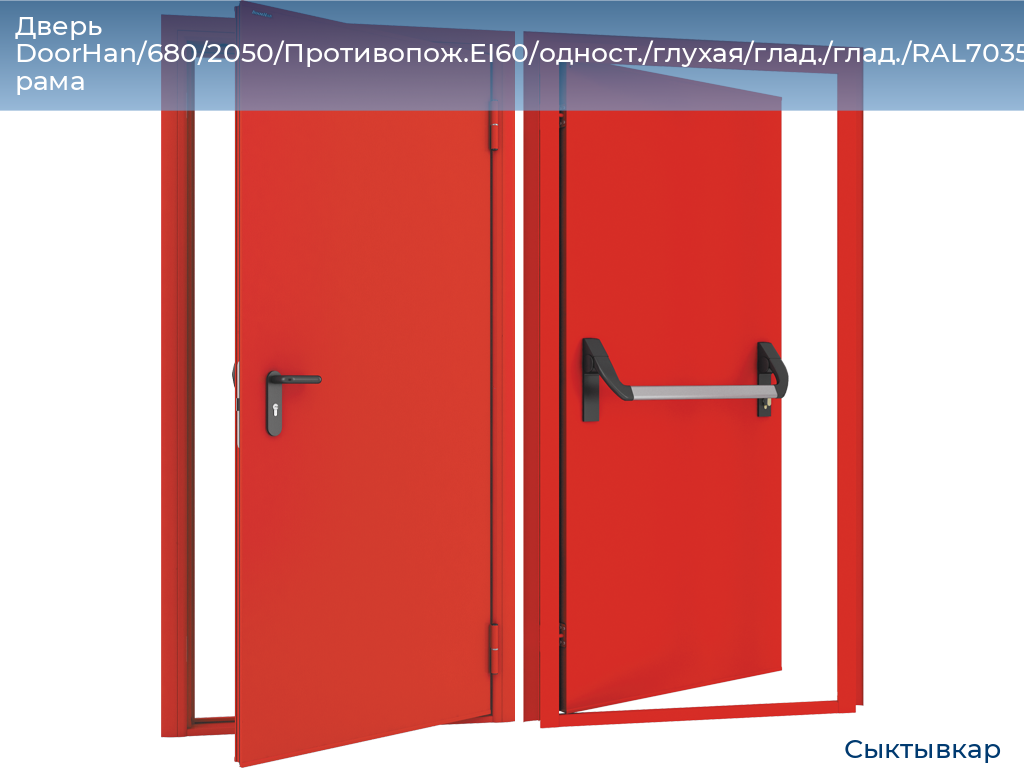 Дверь DoorHan/680/2050/Противопож.EI60/одност./глухая/глад./глад./RAL7035/лев./угл. рама, syktyvkar.doorhan.ru