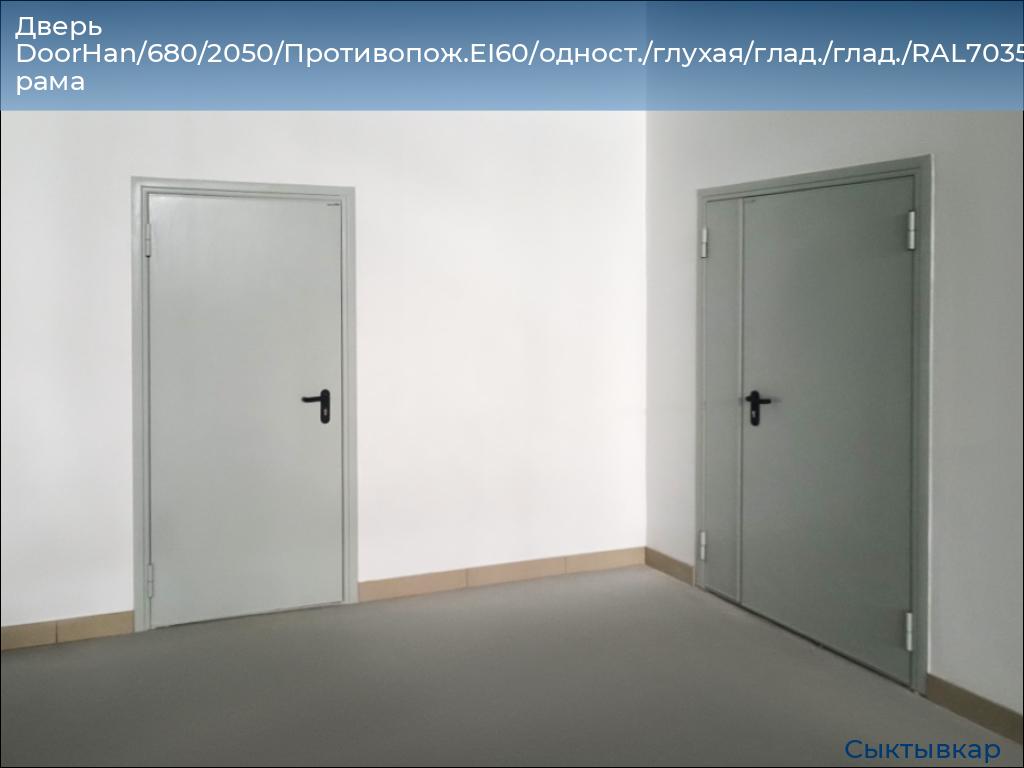 Дверь DoorHan/680/2050/Противопож.EI60/одност./глухая/глад./глад./RAL7035/лев./угл. рама, syktyvkar.doorhan.ru