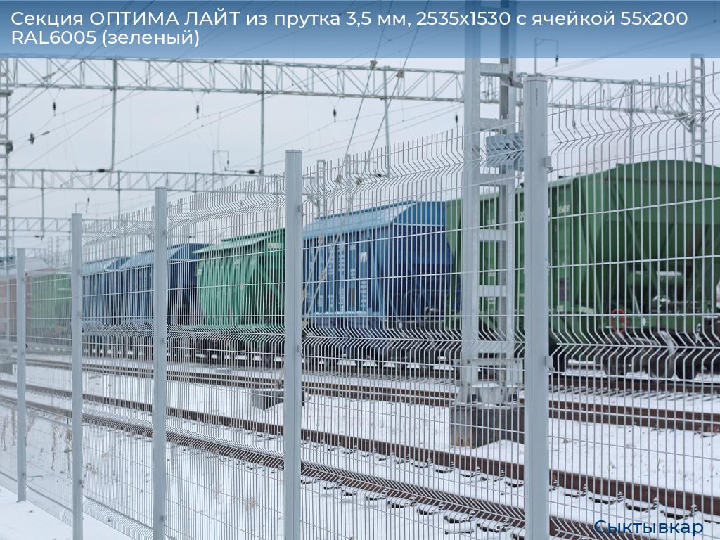 Секция ОПТИМА ЛАЙТ из прутка 3,5 мм, 2535x1530 с ячейкой 55х200 RAL6005 (зеленый), syktyvkar.doorhan.ru
