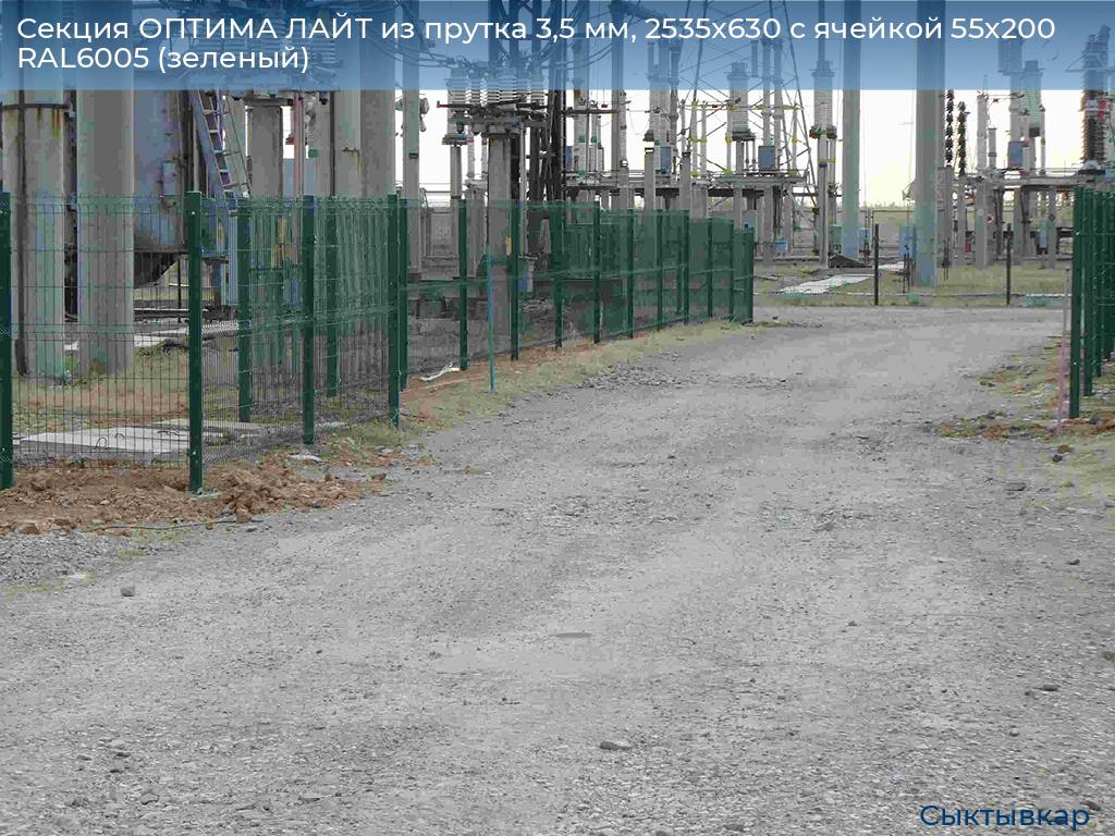 Секция ОПТИМА ЛАЙТ из прутка 3,5 мм, 2535x630 с ячейкой 55х200 RAL6005 (зеленый), syktyvkar.doorhan.ru